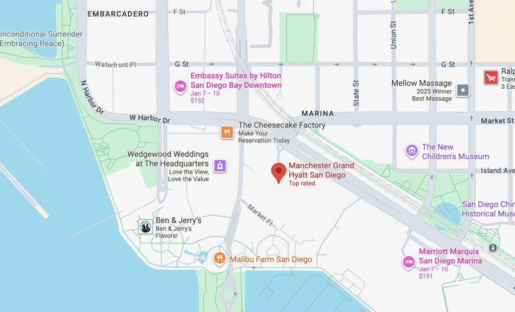 Map to Manchester Grand Hyatt San Diego
